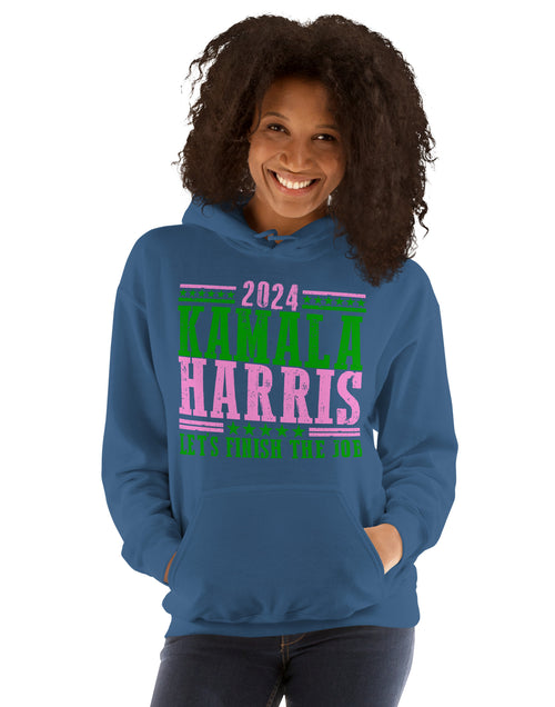 Load image into Gallery viewer, 2024 Kamala Harris - Let&#39;s Finish the Job - Unisex Hoodie
