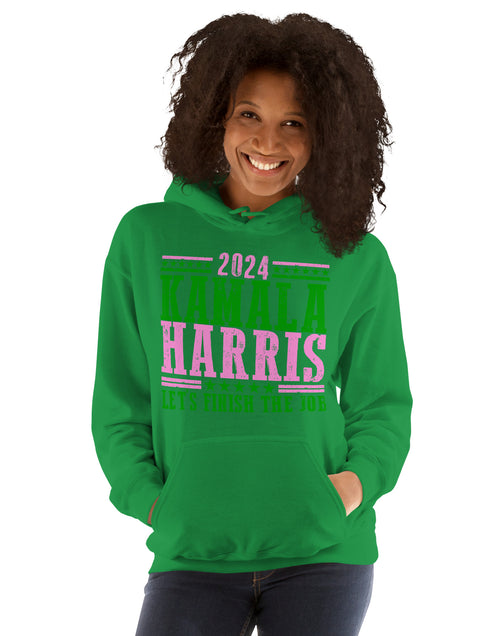 Load image into Gallery viewer, 2024 Kamala Harris - Let&#39;s Finish the Job - Unisex Hoodie
