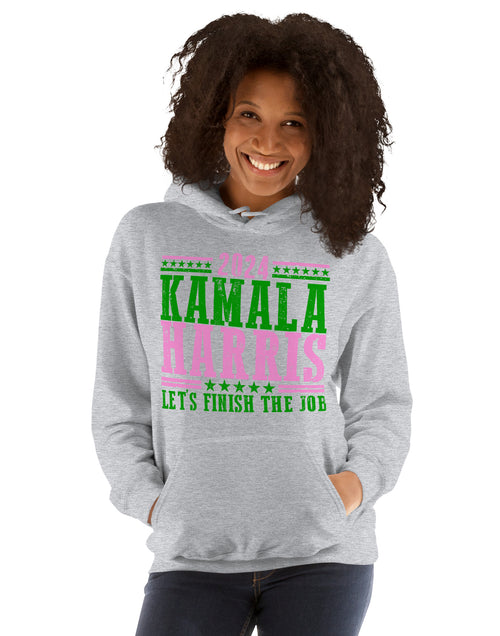 Load image into Gallery viewer, 2024 Kamala Harris - Let&#39;s Finish the Job - Unisex Hoodie
