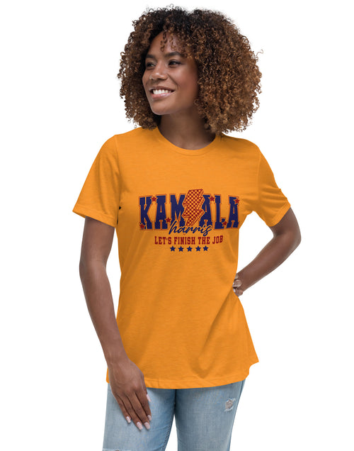 Load image into Gallery viewer, Kamala - Let&#39;s Finish the Job Women&#39;s Relaxed T-Shirt
