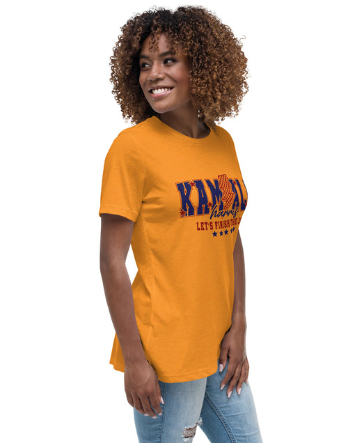 Load image into Gallery viewer, Kamala - Let&#39;s Finish the Job Women&#39;s Relaxed T-Shirt
