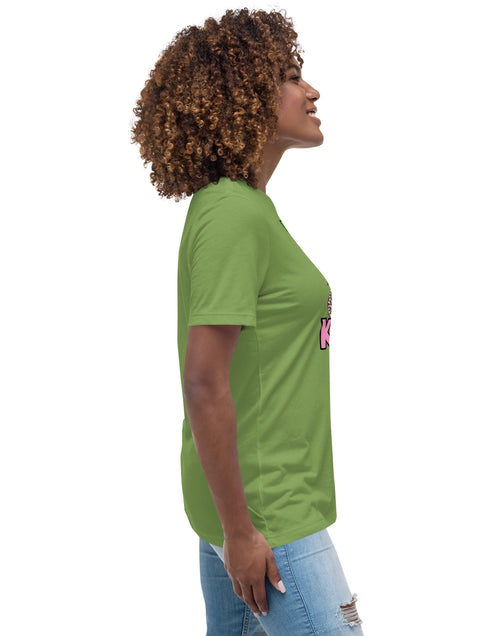 Load image into Gallery viewer, I&#39;m with Kamala - Pink and Green Women&#39;s Relaxed T-Shirt
