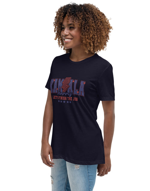 Load image into Gallery viewer, Kamala - Let&#39;s Finish the Job Women&#39;s Relaxed T-Shirt
