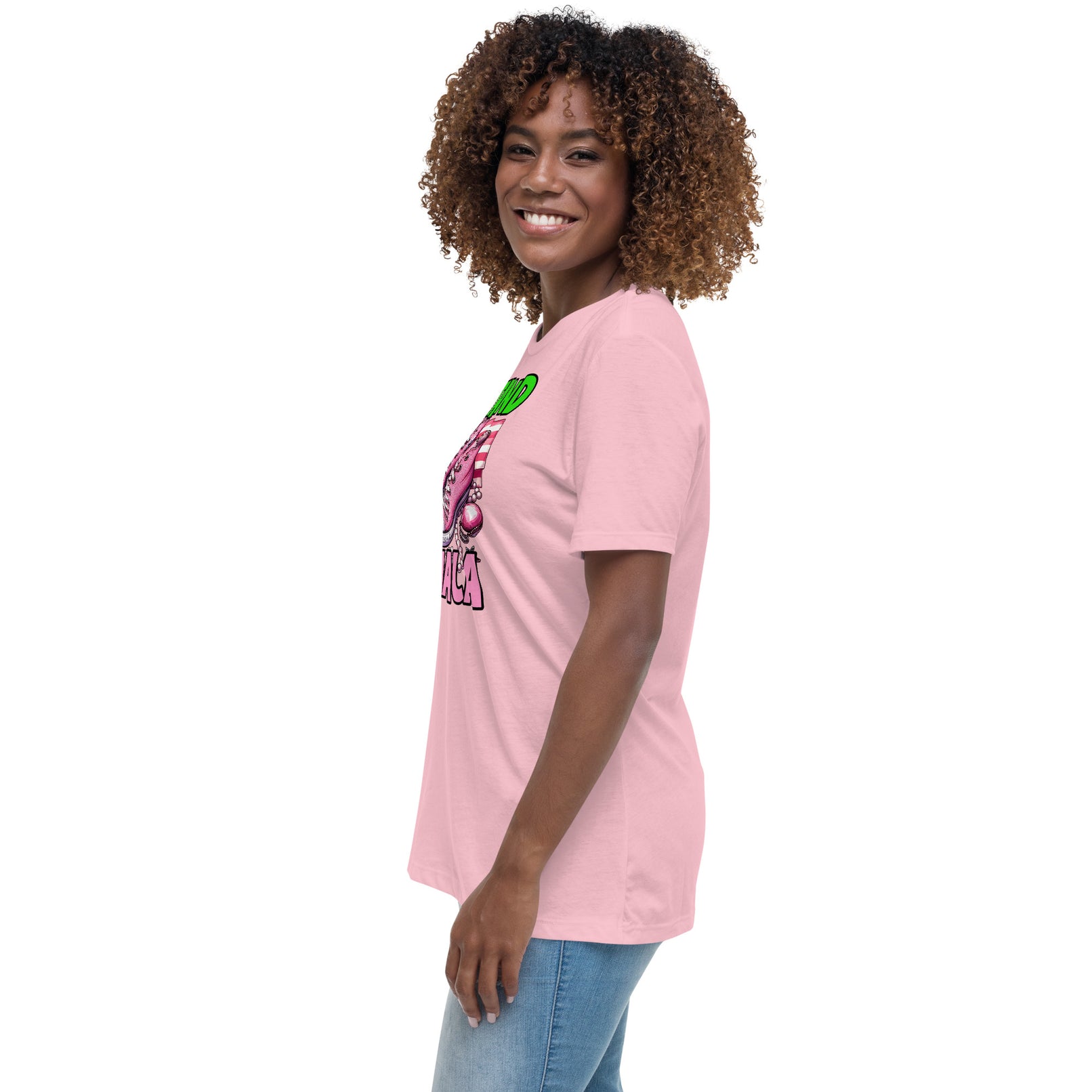 I'm with Kamala - Pink and Green Women's Relaxed T-Shirt