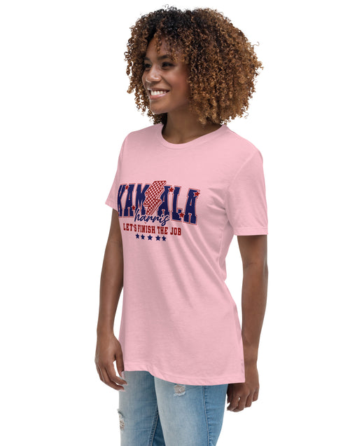 Load image into Gallery viewer, Kamala - Let&#39;s Finish the Job Women&#39;s Relaxed T-Shirt
