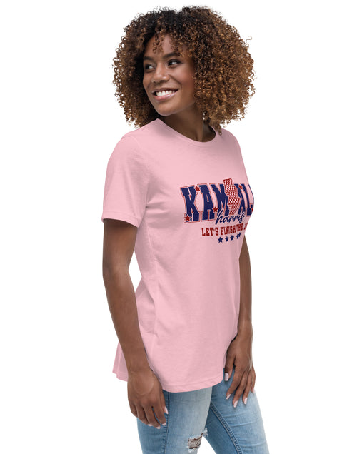 Load image into Gallery viewer, Kamala - Let&#39;s Finish the Job Women&#39;s Relaxed T-Shirt
