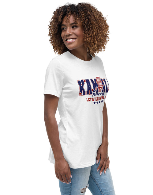 Load image into Gallery viewer, Kamala - Let&#39;s Finish the Job Women&#39;s Relaxed T-Shirt
