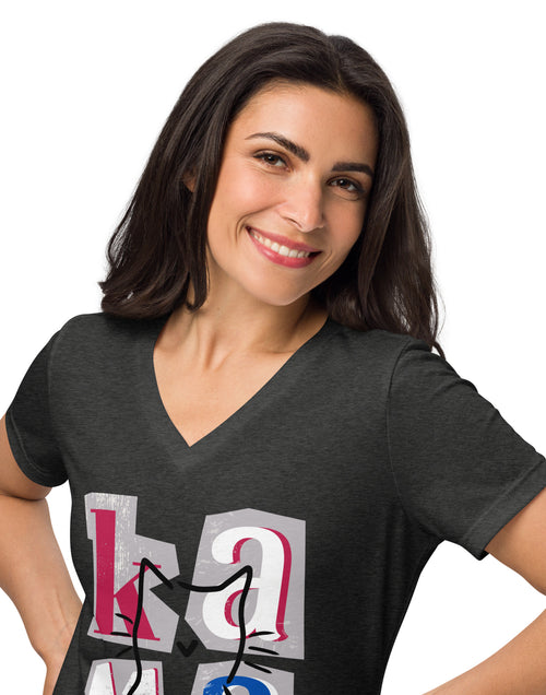 Load image into Gallery viewer, Kamala Blocks Women’s relaxed v-neck t-shirt
