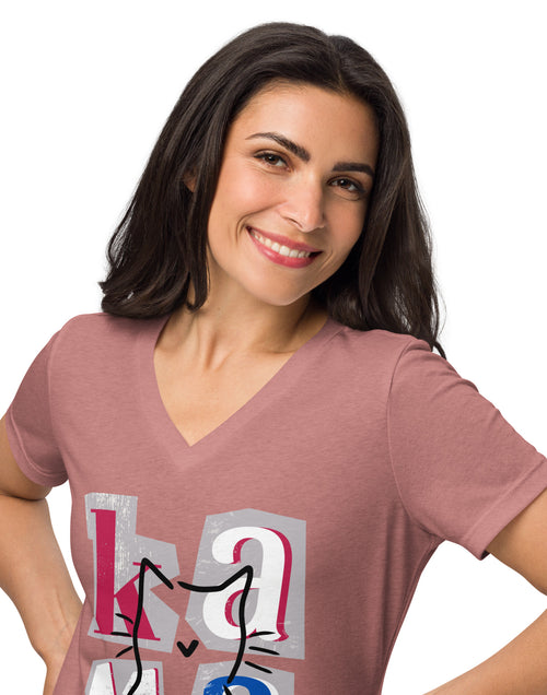 Load image into Gallery viewer, Kamala Blocks Women’s relaxed v-neck t-shirt
