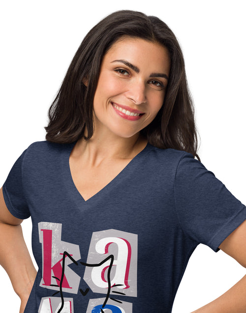 Load image into Gallery viewer, Kamala Blocks Women’s relaxed v-neck t-shirt
