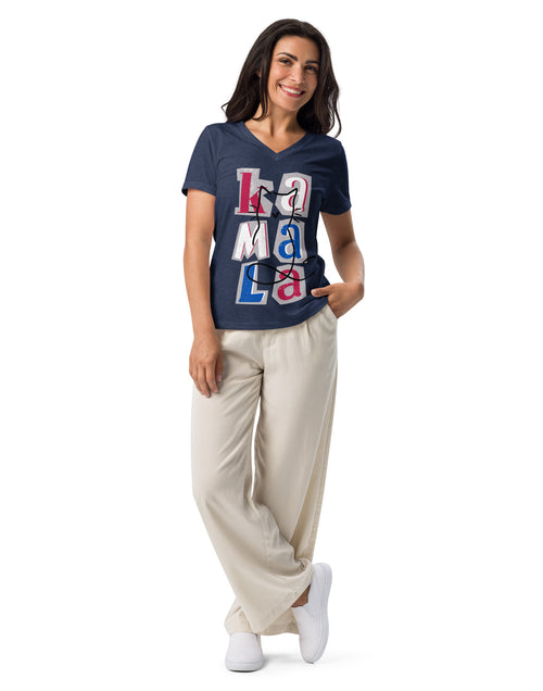 Load image into Gallery viewer, Kamala Blocks Women’s relaxed v-neck t-shirt
