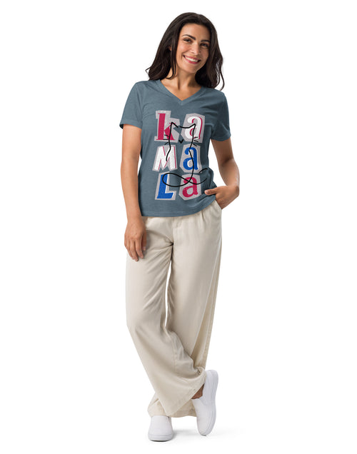 Load image into Gallery viewer, Kamala Blocks Women’s relaxed v-neck t-shirt
