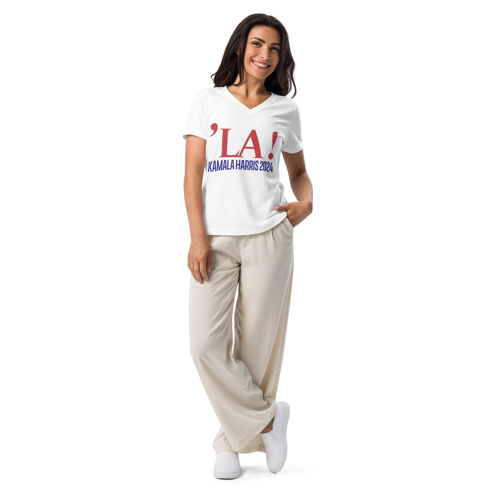 LA! Kamala Harris 2024 Women’s relaxed v-neck t-shirt