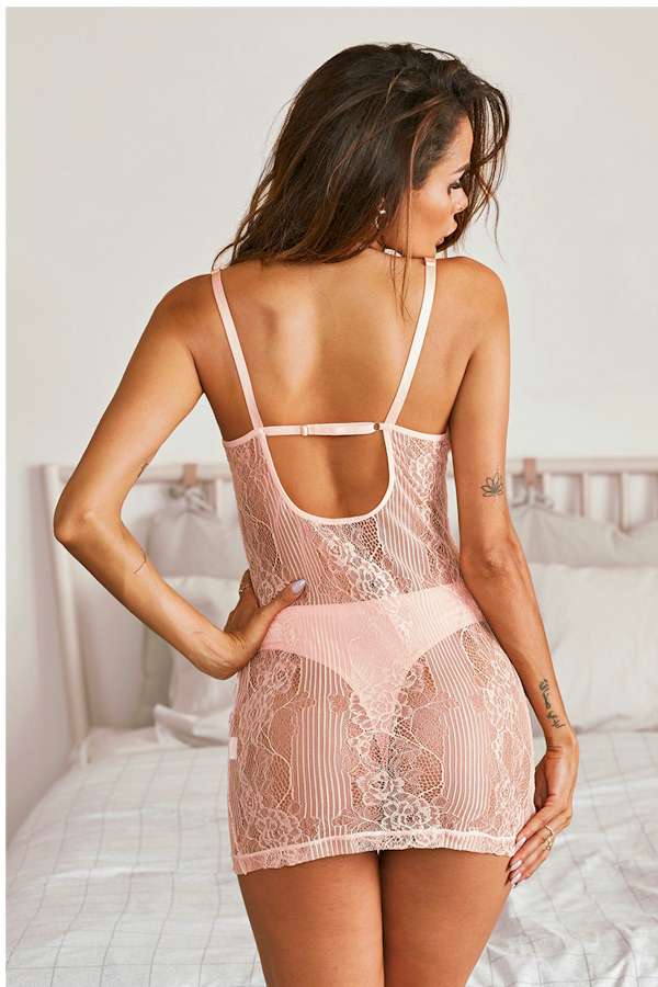 Babydoll Pink Lace Lingerie Slip Dress