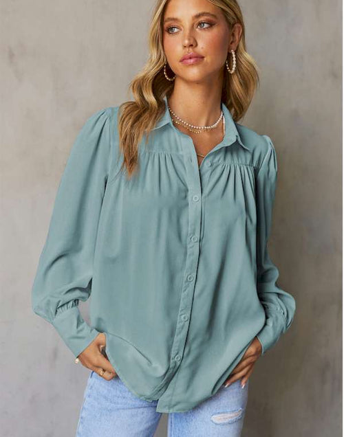 Load image into Gallery viewer, Pink Solid Button-up Loose Long Sleeve Shirt
