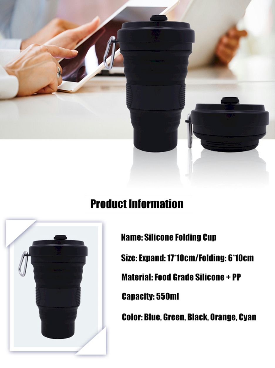 Collapsible Silicone Travel Coffee Cup With Lids