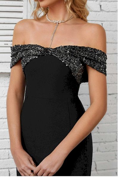 Load image into Gallery viewer, Elegant Off Shoulder Sequin Ribbon Quality Midi  Dress
