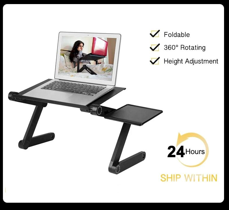 Adjustable Aluminum Laptop  Ergonomic Portable Desk With Mouse Pad