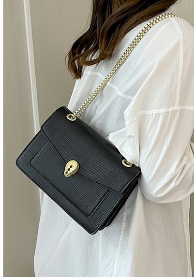 Fashionable New Snakeskin Pattern PU Lock Buckle Crossbody Handbag