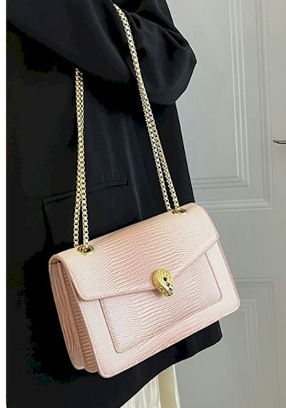 Fashionable New Snakeskin Pattern PU Lock Buckle Crossbody Handbag