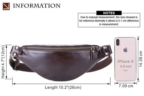 Load image into Gallery viewer, Genuine Crazy Horse Leather Men&#39;s Travel Fanny Pack
