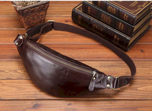 Load image into Gallery viewer, Genuine Crazy Horse Leather Men&#39;s Travel Fanny Pack
