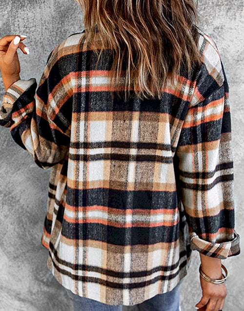 Load image into Gallery viewer, Geometric Plaid Print Pocketed Shirt
