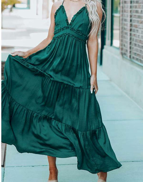 Load image into Gallery viewer, CrissCross Back Sleeveless Tiered Maxi Dress
