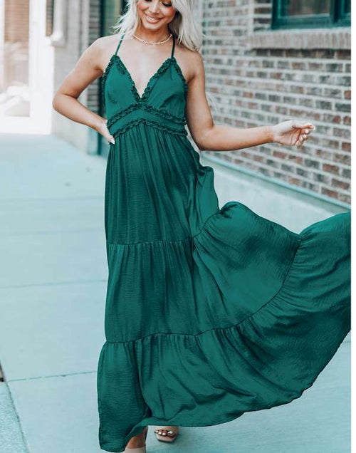 Load image into Gallery viewer, CrissCross Back Sleeveless Tiered Maxi Dress
