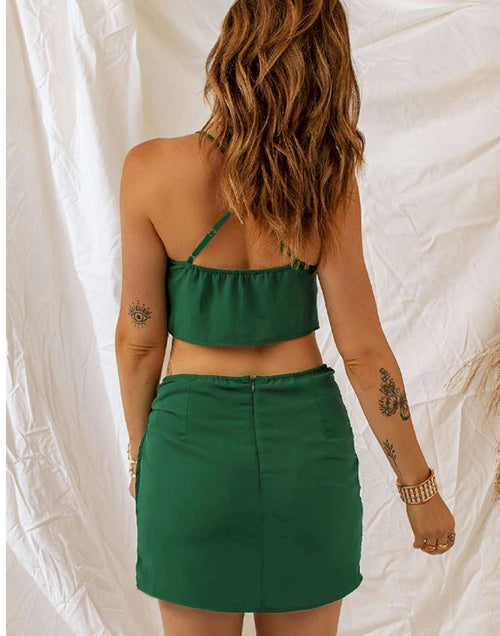 Load image into Gallery viewer, Feel Beautiful in this Crop Top and Wrap Skirt Set
