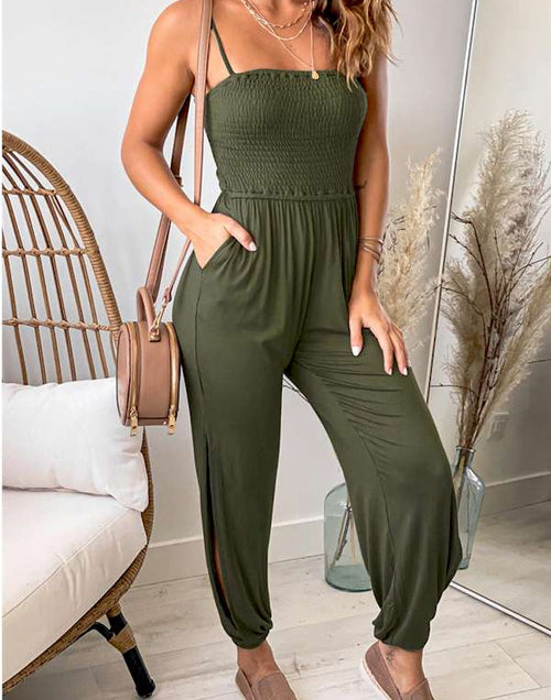 Load image into Gallery viewer, Look Fabulous in this Smocked Jogger Jumpsuit.
