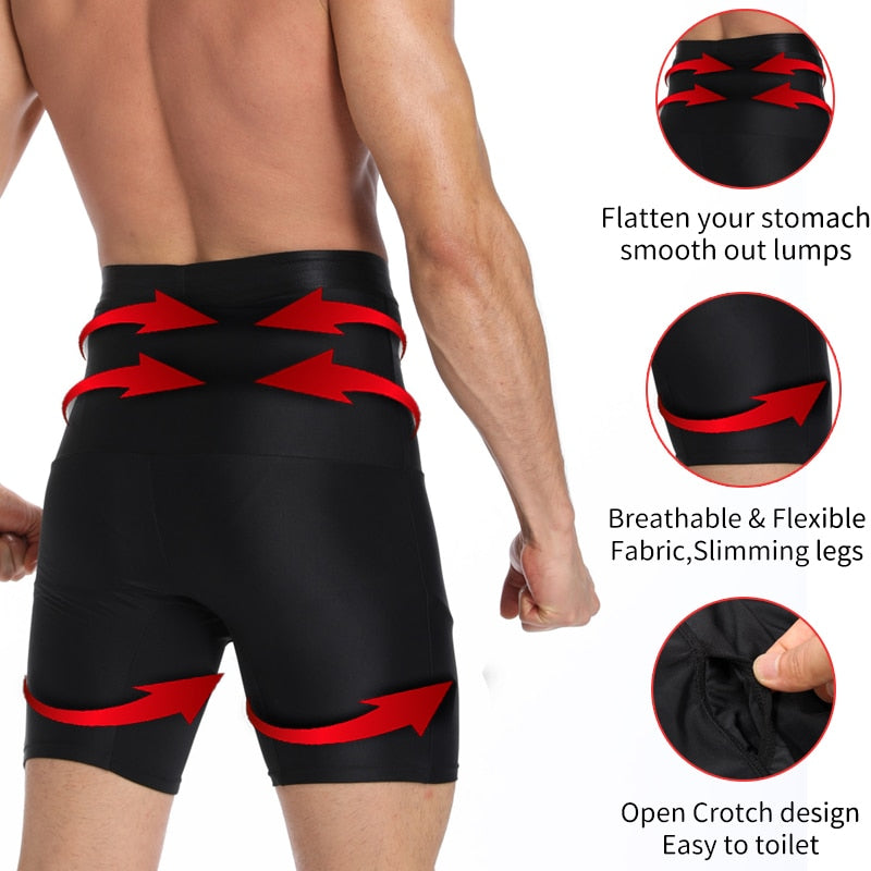 Men Body Shaper Waist Trainer Slimming Boxer Briefs