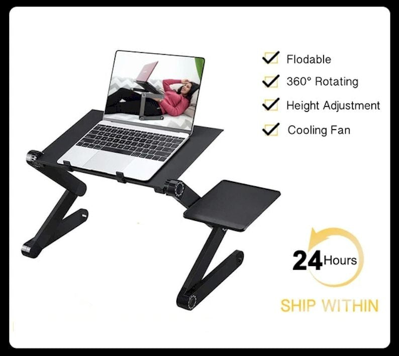 Adjustable Aluminum Laptop  Ergonomic Portable Desk With Mouse Pad