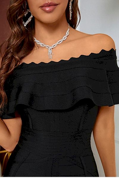 Load image into Gallery viewer, Sexy Off Shoulder Slit Ruffle Midi Dress
