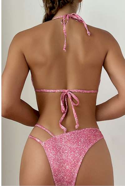 Load image into Gallery viewer, Padded Halter Bikini with Metallic Butterfly Shaped Buckle
