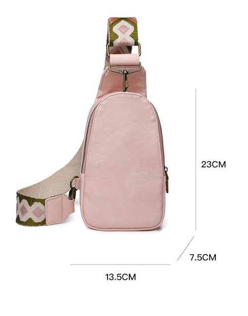 Load image into Gallery viewer, Pink Faux Leather Zipped Crossbody Chest Bag
