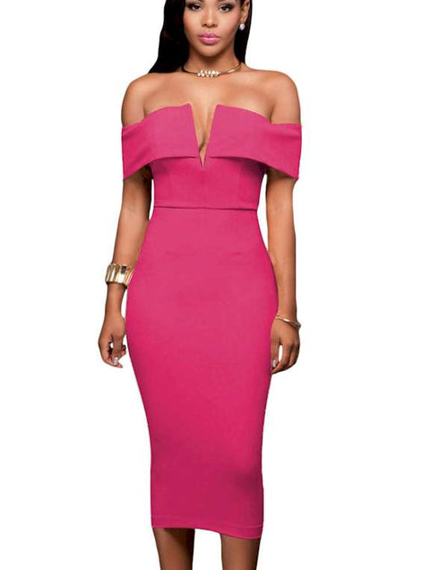 Load image into Gallery viewer, Flirty and Fun: Elevate Your Style with our Bold Pink Midi Dress!
