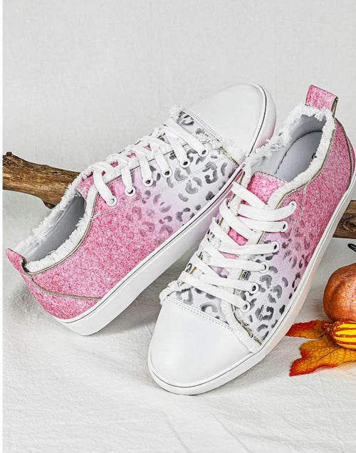 Load image into Gallery viewer, Pink Ombre Leopard Print Casual Canvas Shoes
