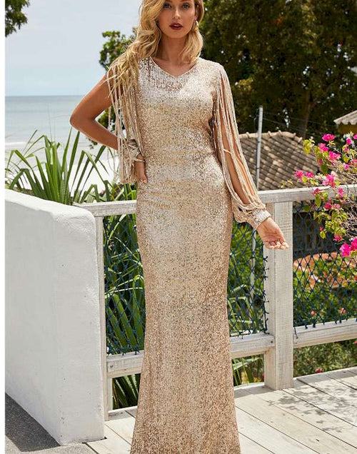 Load image into Gallery viewer, Sequin-Embellished Maxi Dress: The Ultimate in Luxury and Elegance
