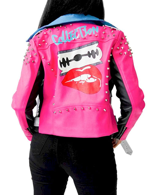 Load image into Gallery viewer, Printed Lapel Fashionable Zipper PU Leather Short Jacket
