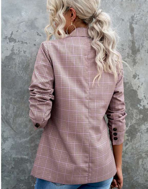 Load image into Gallery viewer, Plaid Print Lapel Collar Button Blazer
