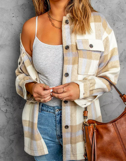 Load image into Gallery viewer, Plaid Print Pocket Women Shacket
