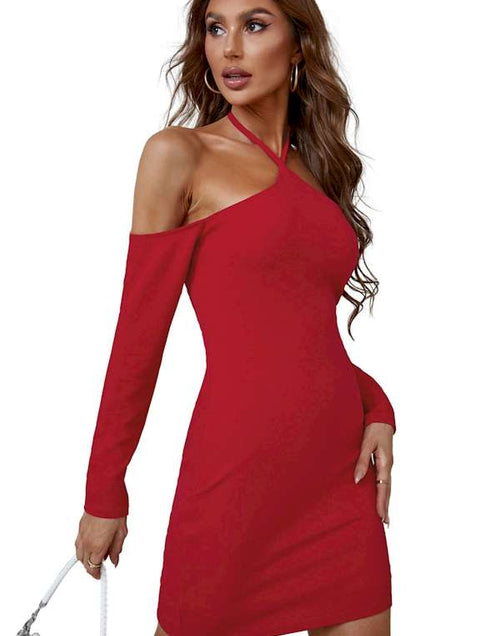 Load image into Gallery viewer, Show Off Curves with this Red Bodycon Mini Dress
