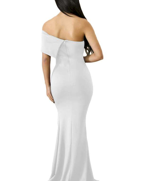 Load image into Gallery viewer, Red One Sleeve Slit Maxi Party Dress
