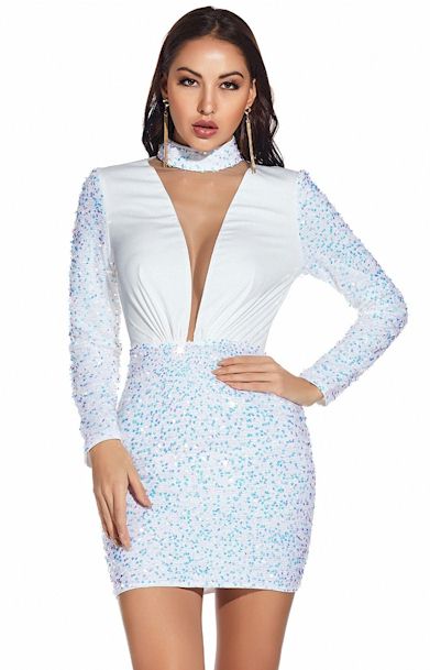 Load image into Gallery viewer, Sequin Embroidered Stand-Up Collar Sexy Elegant Prom Dress
