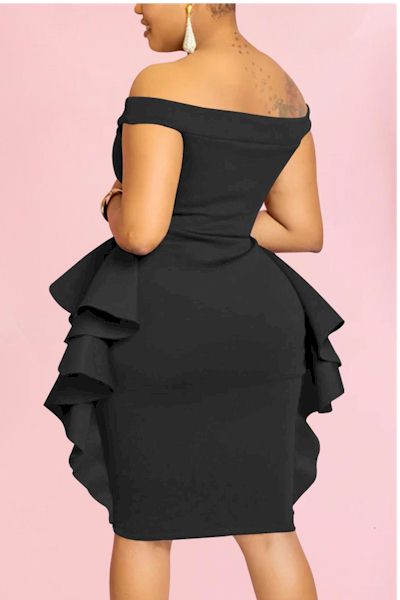 Load image into Gallery viewer, Sexy Stretch Off-Shoulder Slim Ruffle Mini Dress  Sizes; S to 2XL
