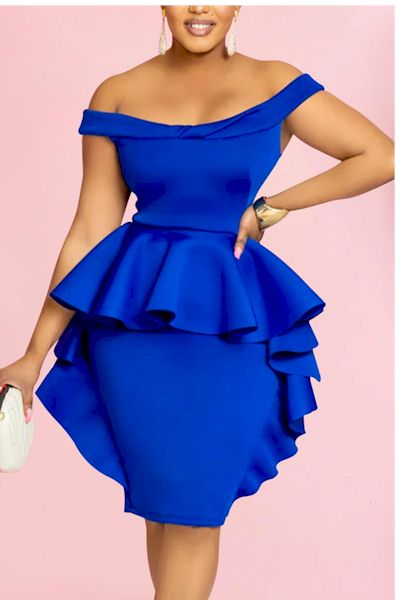 Load image into Gallery viewer, Sexy Stretch Off-Shoulder Slim Ruffle Mini Dress  Sizes; S to 2XL
