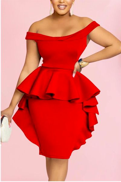 Load image into Gallery viewer, Sexy Stretch Off-Shoulder Slim Ruffle Mini Dress  Sizes; S to 2XL
