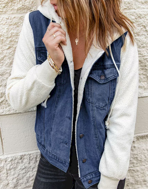 Load image into Gallery viewer, Sherpa Denim Splicing Buttoned Jacket
