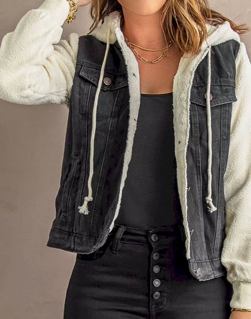 Load image into Gallery viewer, Sherpa Denim Splicing Buttoned Jacket
